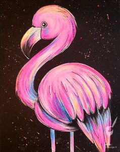 Spring Break! Glow Flamingo! (Pre-sketched)