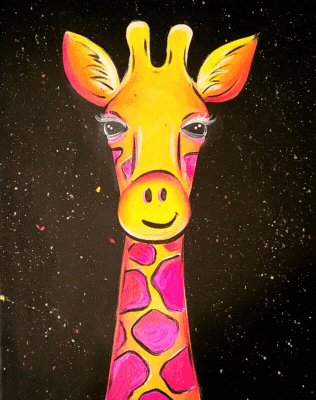 Spring Break! Glow Giraffe! (Pre-sketched)